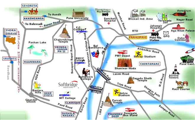 pune map with tourist places